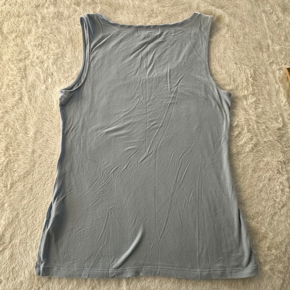 Banana Republic Luxe Touch Tank Top Light Blue Scoop Neck Satin Trim Womens M - Picture 5 of 6
